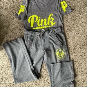 Victoria's Secret sweatpants and shirt. Shirt is medium, sweats xs